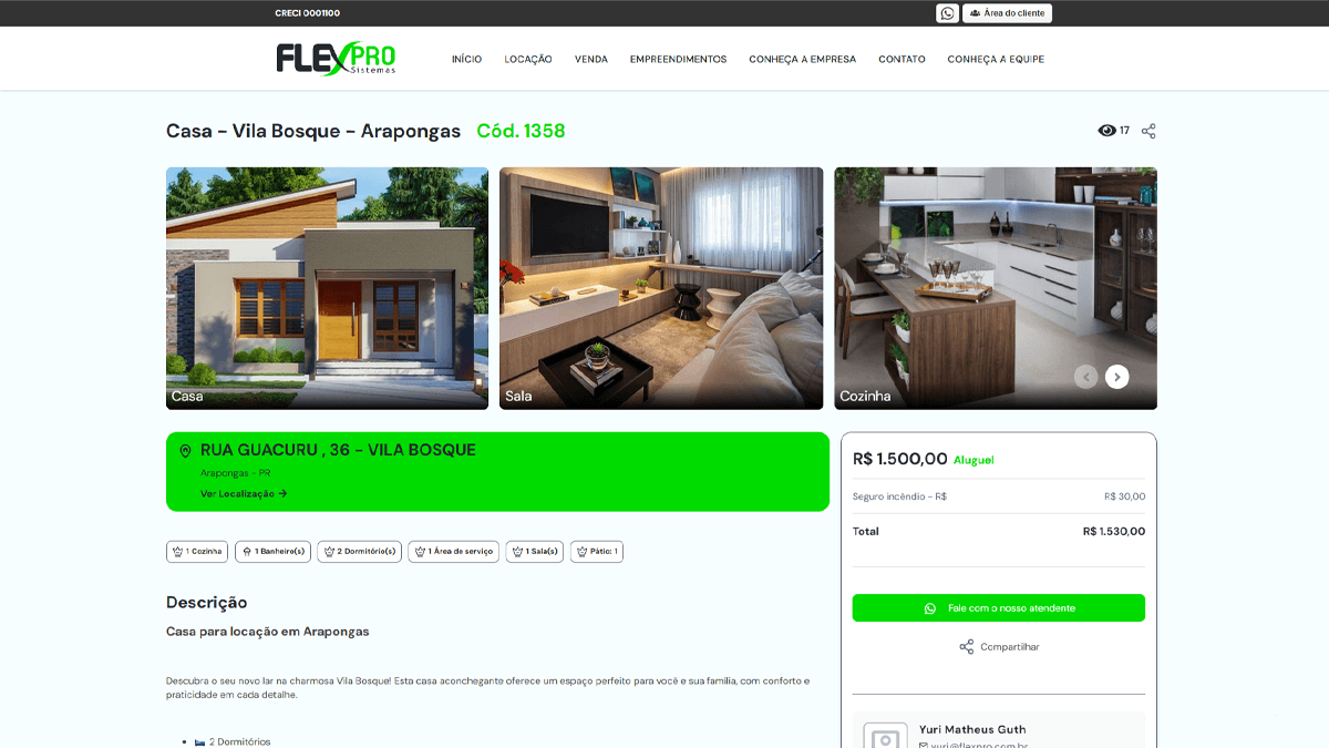 Tela do site MOOV com publicação automática de imóveis.