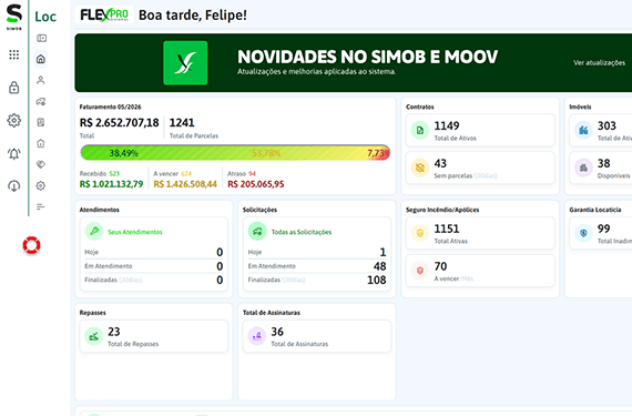 Tela do módulo de Locação do SIMOB.