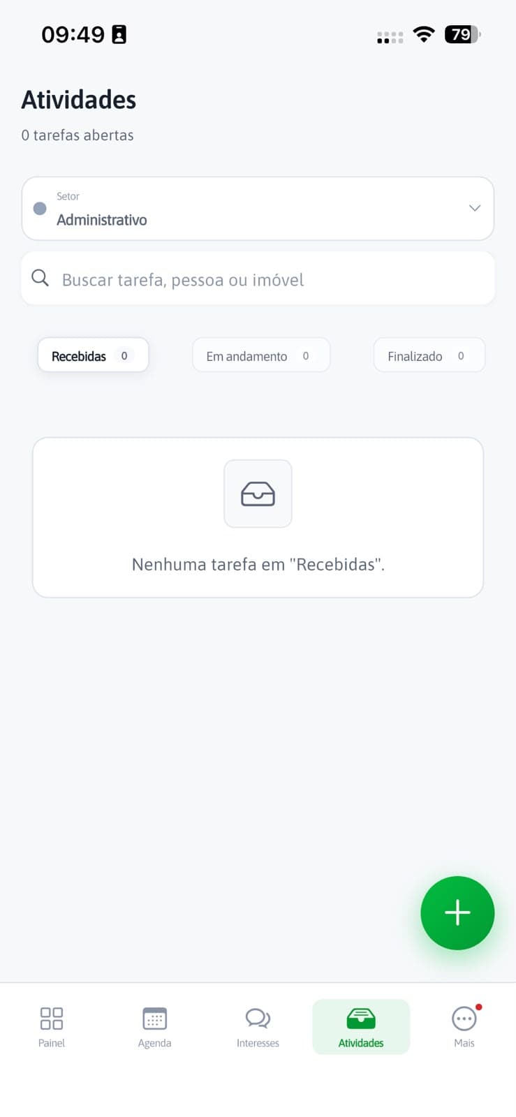 Tela de atividades no aplicativo do Moov